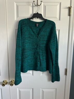 Eileen Fisher Teal Marled Button-Front Cardigan